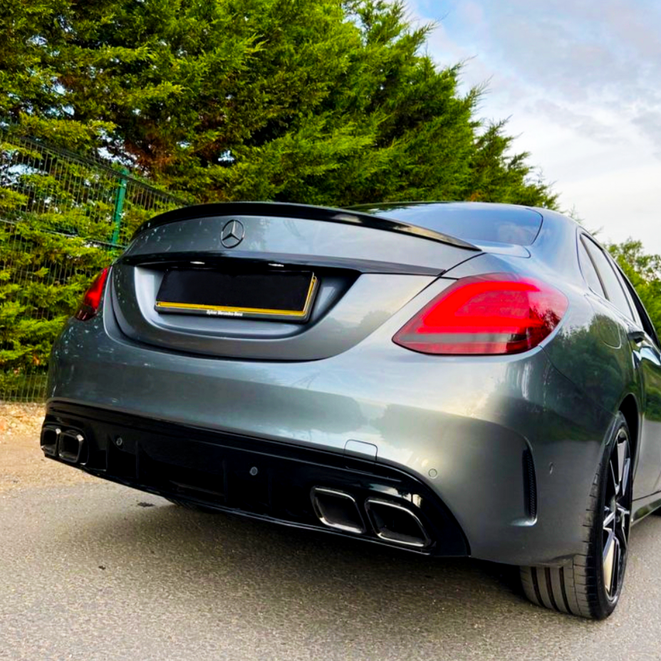 C Class - W205 Saloon: Gloss Black Rear Diffuser 14-18