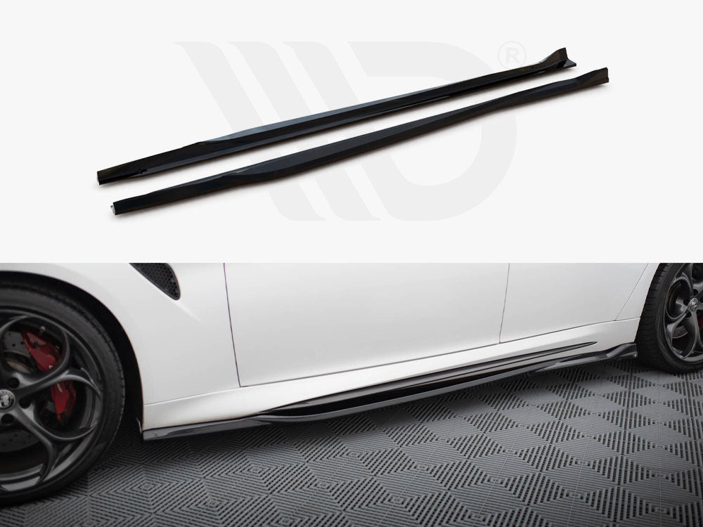 Giulia - Quadrifoglio: Gloss Black Maxton Side Skirts 16+