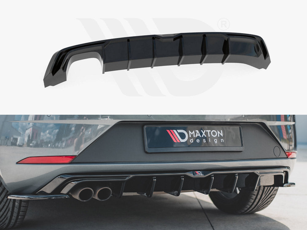 Leon - MK3 FR Facelift: Gloss Black Maxton Twin Exhaust Rear Diffuser 17-19