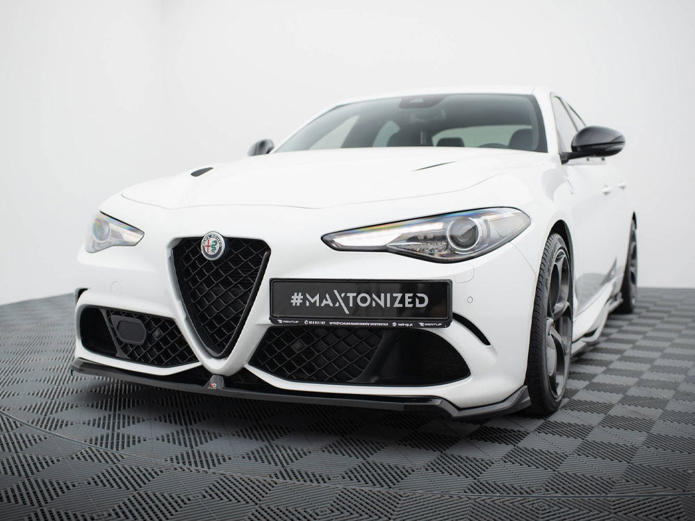 Giulia - Quadrifoglio: Gloss Black Maxton Front Splitter 16+