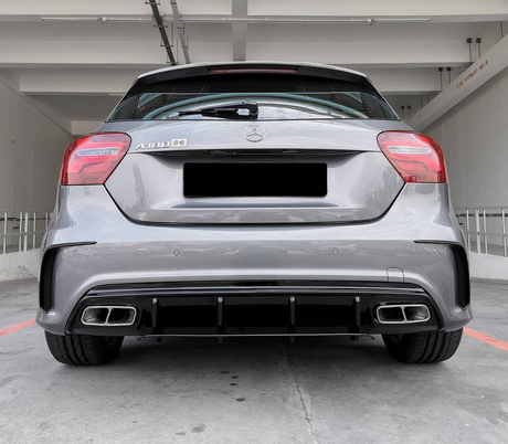 A Class - W176: Gloss Black Diffuser & Silver Exhaust Tips 13-18