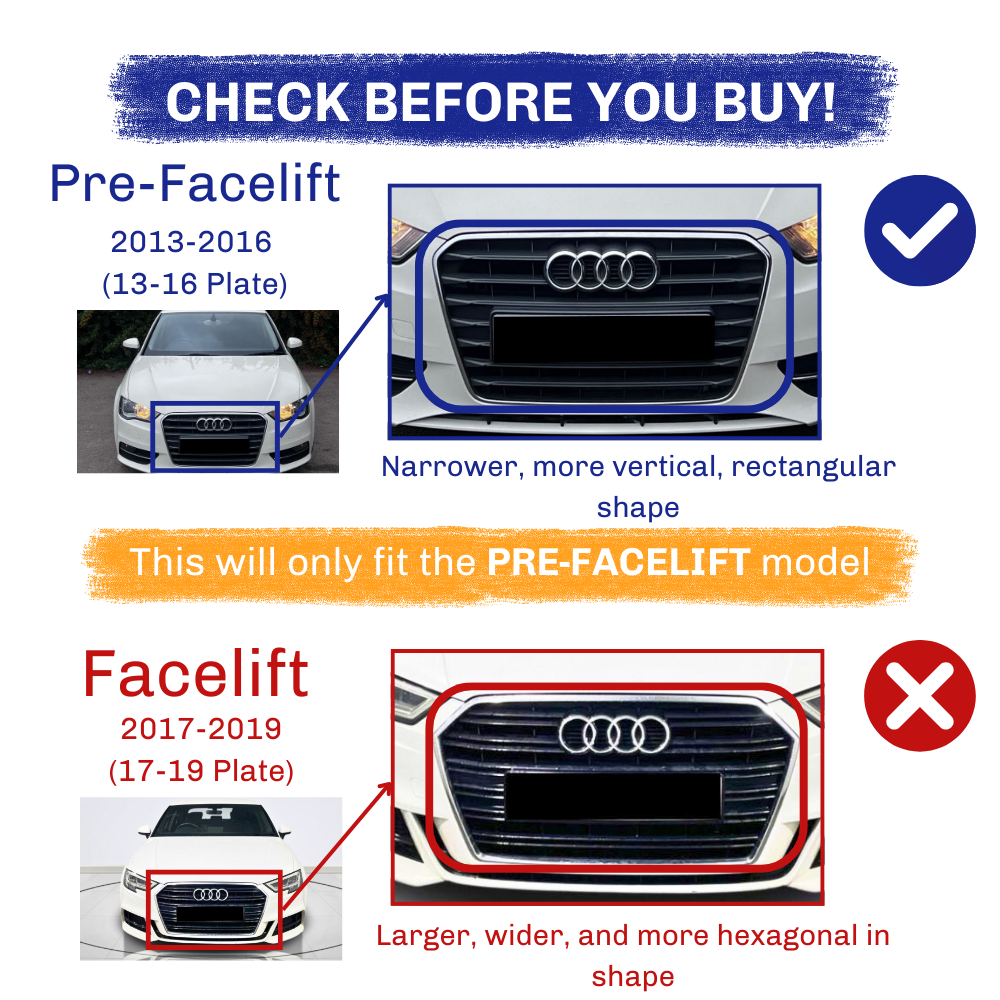 A3 - 8V Pre-Facelift: Gloss Black Honeycomb Style Fog Light Covers 13-16